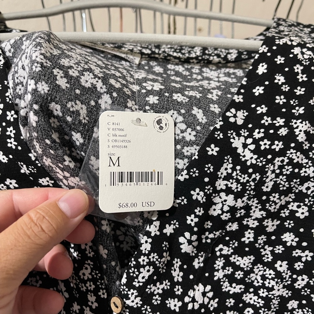 Free People Black and White Floral Bodysuit